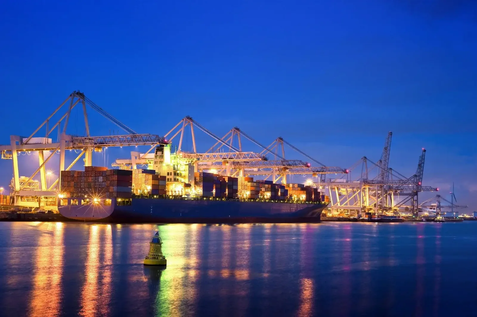 Container ship at port